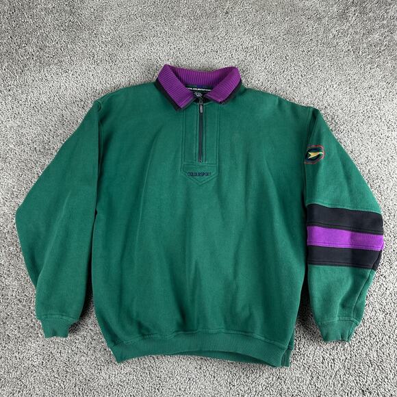 VTG Coloursport Sweatshirt Alexander Julian Colours Mens Medium Green Track Suit - Picture 1 of 12